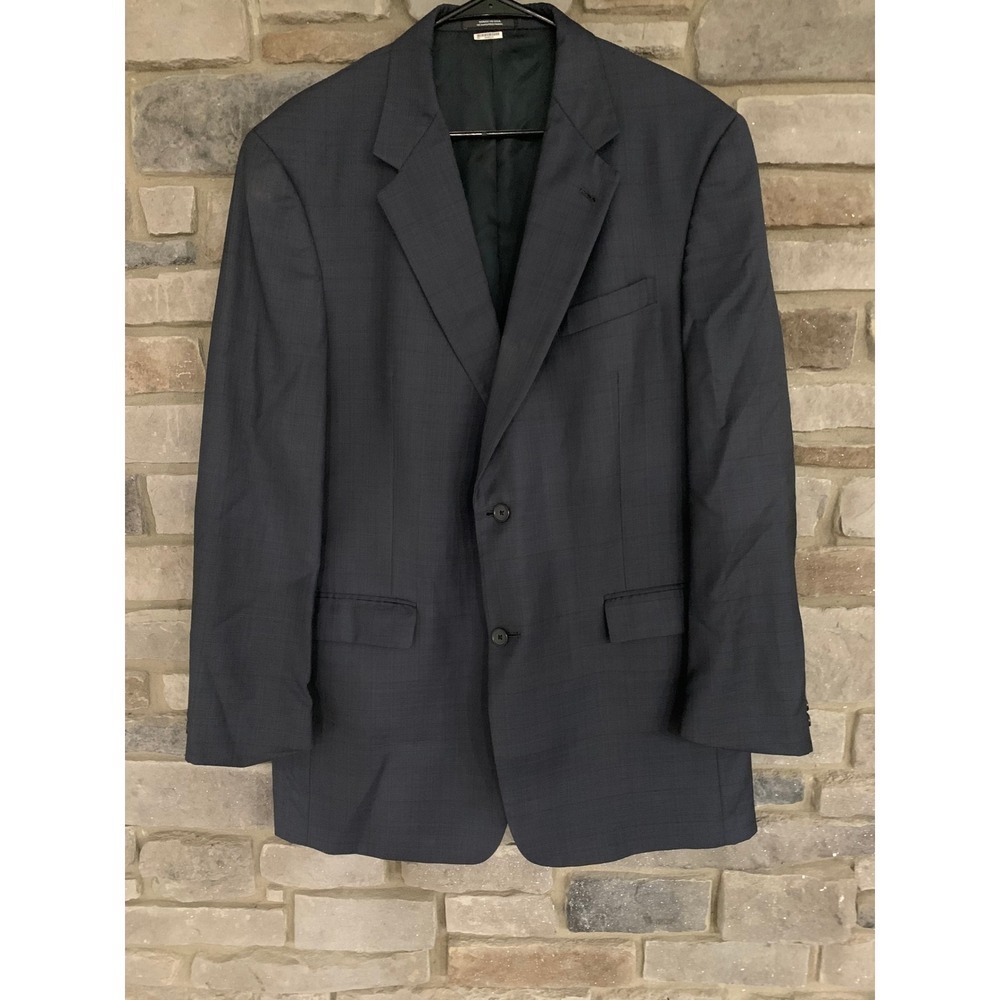 Austin Reed Luxury Navy Plaid Blazer 44L Dark Academia Classic Preppy Old Money